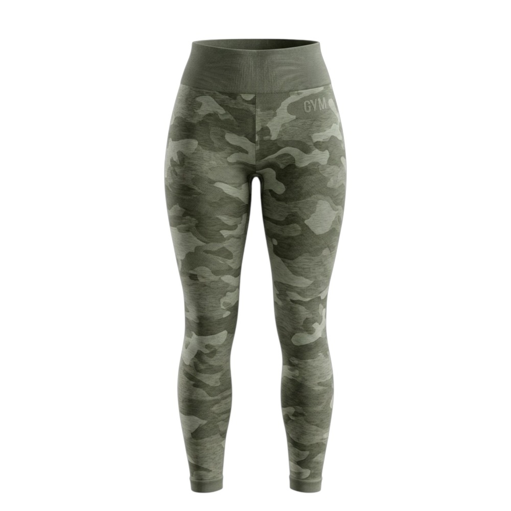 Gymshark Womens Adapt Camo Seamless Leggings Sage Green High Waist Scrunch Bum S